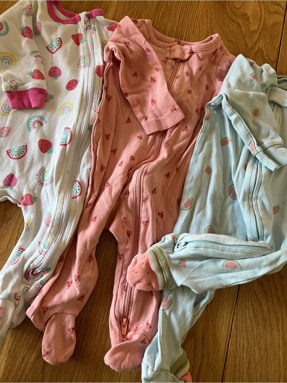 Carter’s & Koala Baby Girl 6M Footed Pajama Sleepers 3-Pack – Watermelon Ladybug